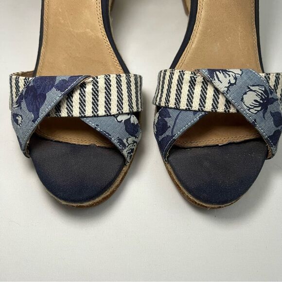 SPERRY‎ Saylor Wedge Sandals Women’s Sz 10 Blue Leather Espadrille Jute Preppy - Picture 11 of 15